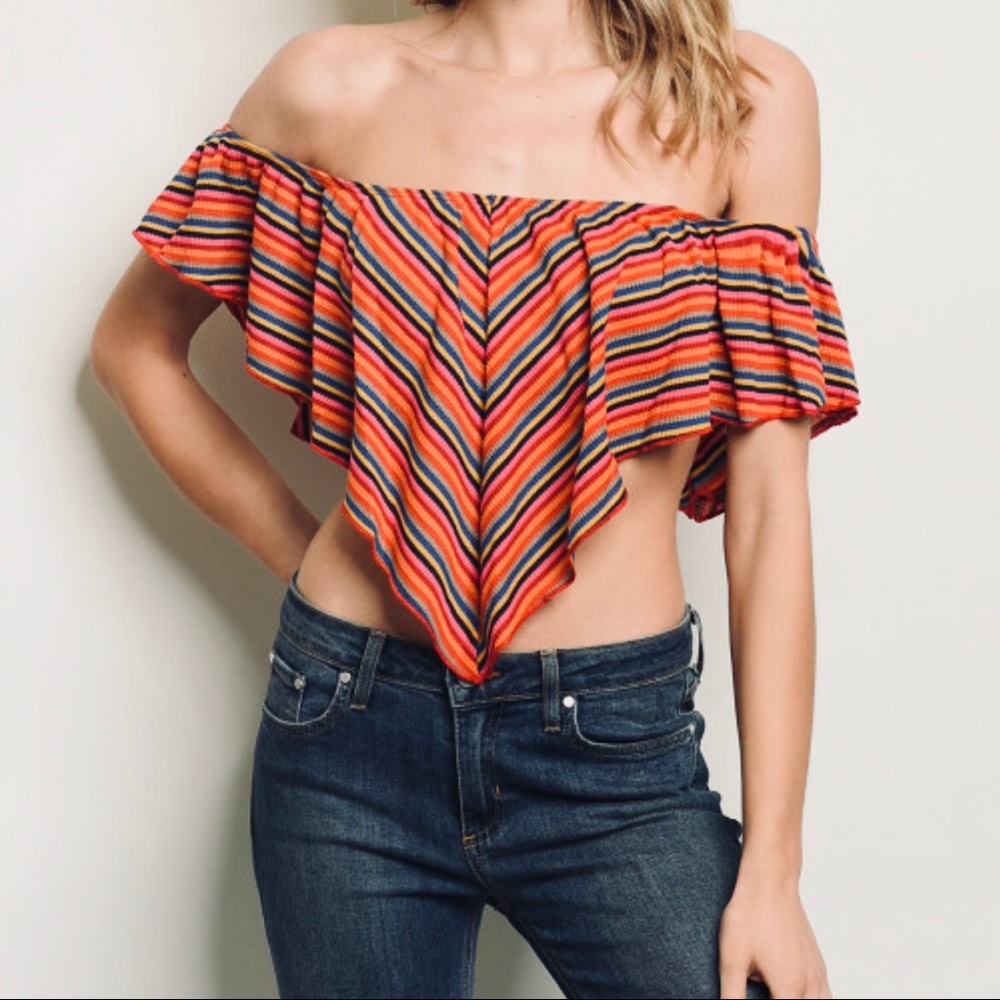 Go Your Own Way Ribbed Stripe Retro Chic Tube Top - image 1